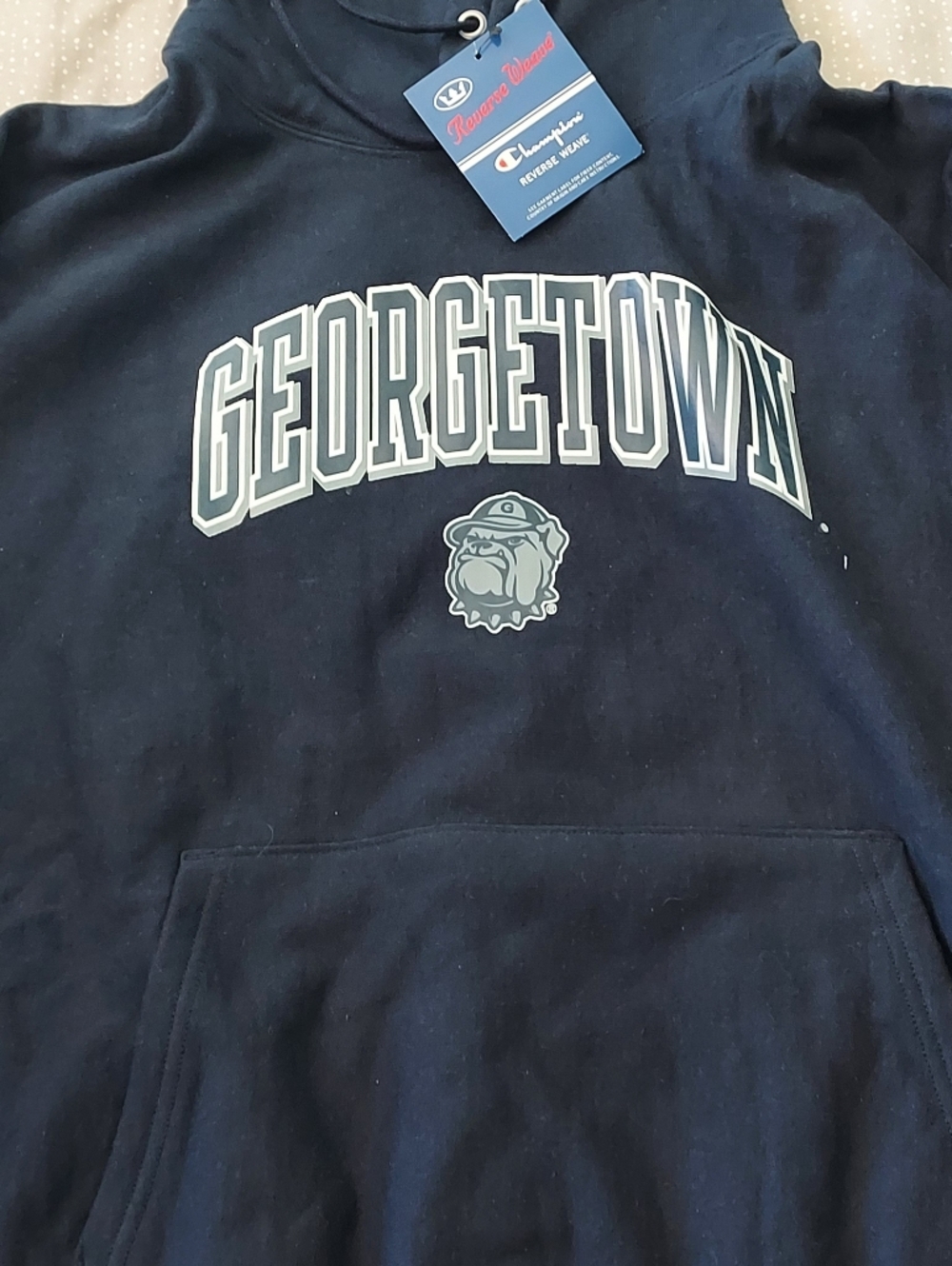 Champion Navy Georgetown Arch Logo Hoodie